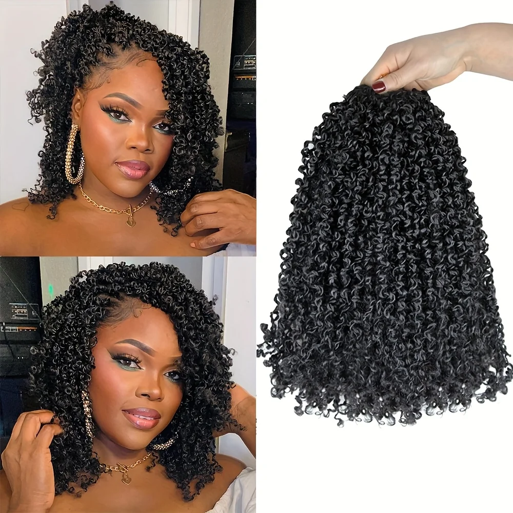 Yanky Twist Crochet Hair 16 Inch 8 Packs 20 Strands/Pack Pre-looped Synthetic Braiding Hair Fluffy Spring Mini Twist Passion Twist 3 Tones Ombre Brown 1B/30/27 Crochet Braids Hair Extensions for Women