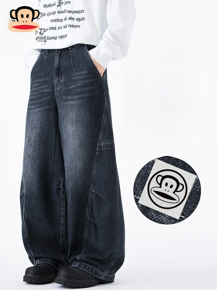 

PaulFrank American Sle Wide Leg Jeans Men's Loose Fit Waed Denim Spring Trendy Vintage Casual Cotton Polyester Blend