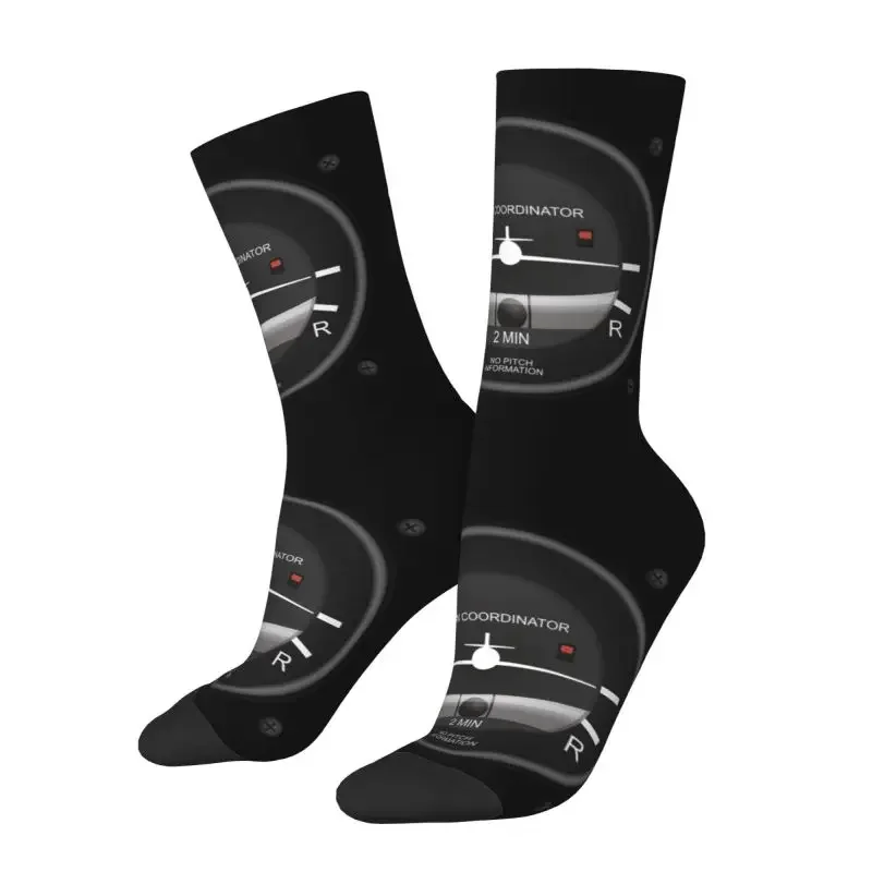 Fun Printing Turn Coordinator Flight Instruments Socks  Stretchy Summer Autumn Winter Aviation Airplane Pilot Crew Socks