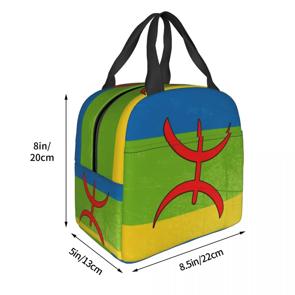 Amazigh Vlag Lunch Tas Mannen Vrouwen Koeler Thermisch Geïsoleerde Berber Tifinagh Print Lunchboxen voor Kinderen School Voedsel Picknick Zakken