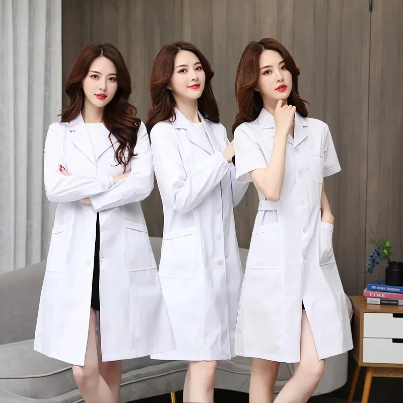 

White Lab Coat Short Sleeve Summer Student Laboratory Male Nurse Uniform Female Long Sleeve Doctor Uniform Medical Uniforms