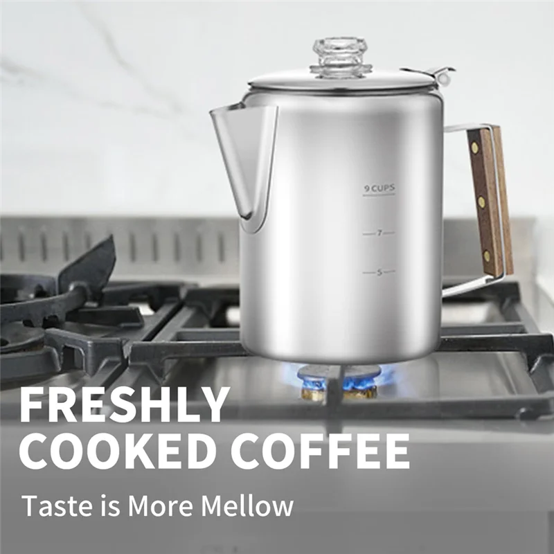 BMBY-Coffee Percolator, 9 Cup,Stainless Steel-90Pcs Coffee Filters Included Material Camping Coffee Pot,For Home Outdoor
