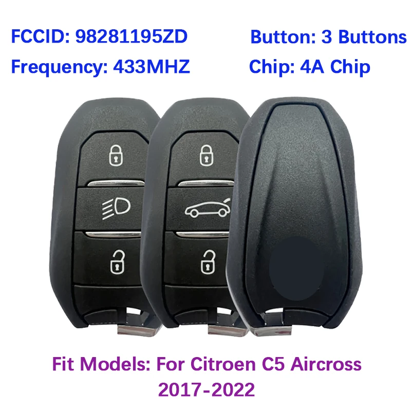 

Оригинальный смарт-ключ 3B CN016051, FCC IM3A, PN 98281195ZD, чип 4A, 433 МГц, для Jumpy Crew Cab, Berlingo, Dispatch, C5 Aircross 2017-2024