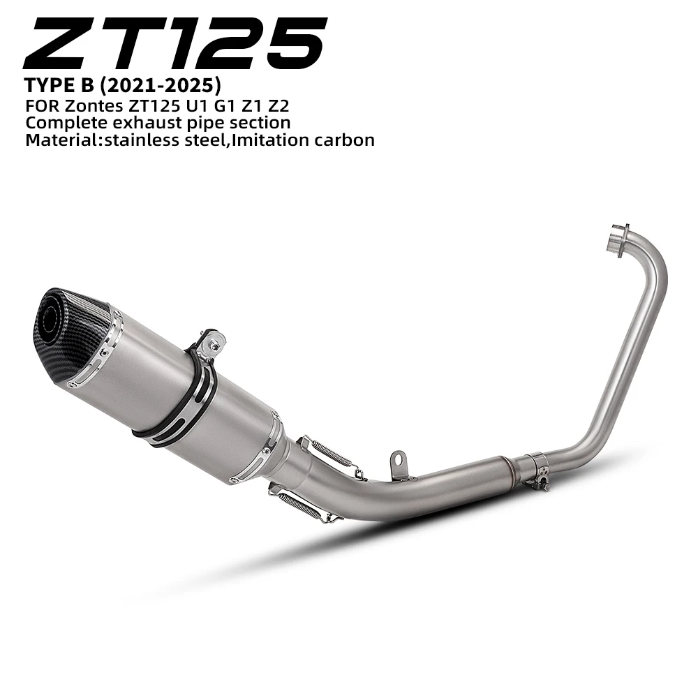 Full System Motorcycle Exhaust Manifold 51MM Connect Muffler with DB Killer For Zontes ZT125 U1 G1 Z1 Z2 2021-2025
