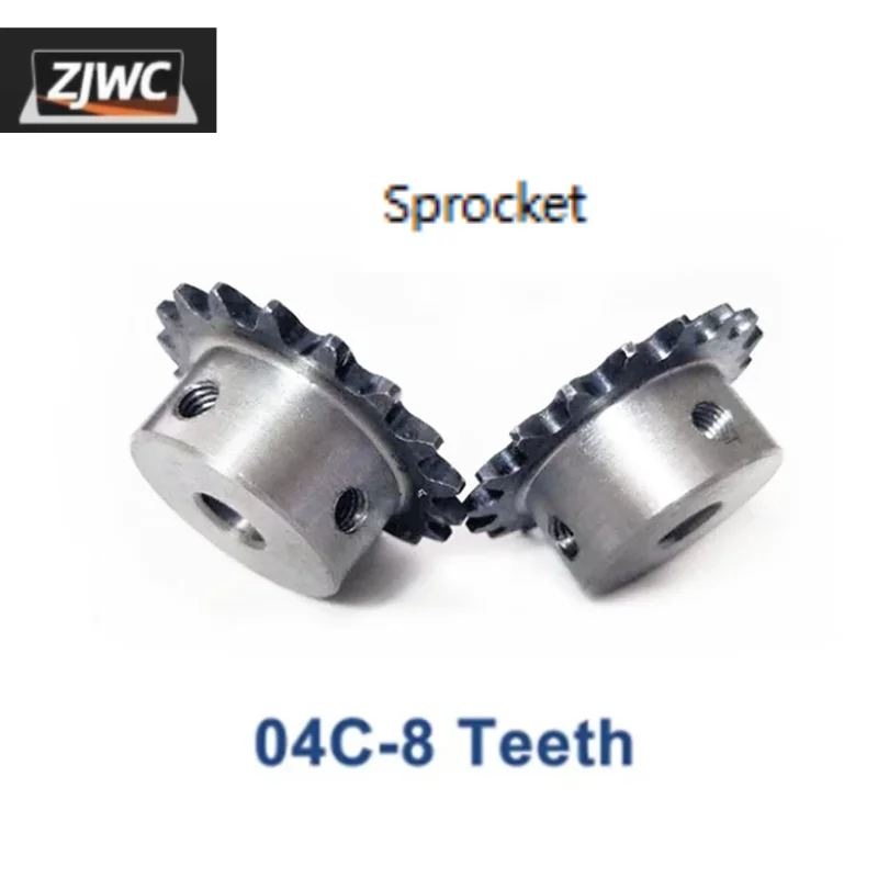 Sprocket04C 8T 6/8mm Bore 45# Steel Chain Sprocket With M5 Fixing Screw Hole Table Wheel Finished Bore Sprocket For Conveyor Ma
