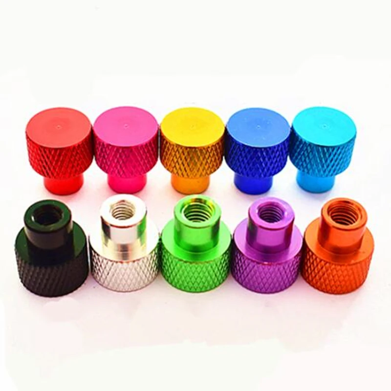 10pcs/5pcs M3 M4 M5 M6 M8 Blind Hole Hand Nut Frame Knurled Aluminum Hand Thumb Nut Model Nuts Anodized 10 Color