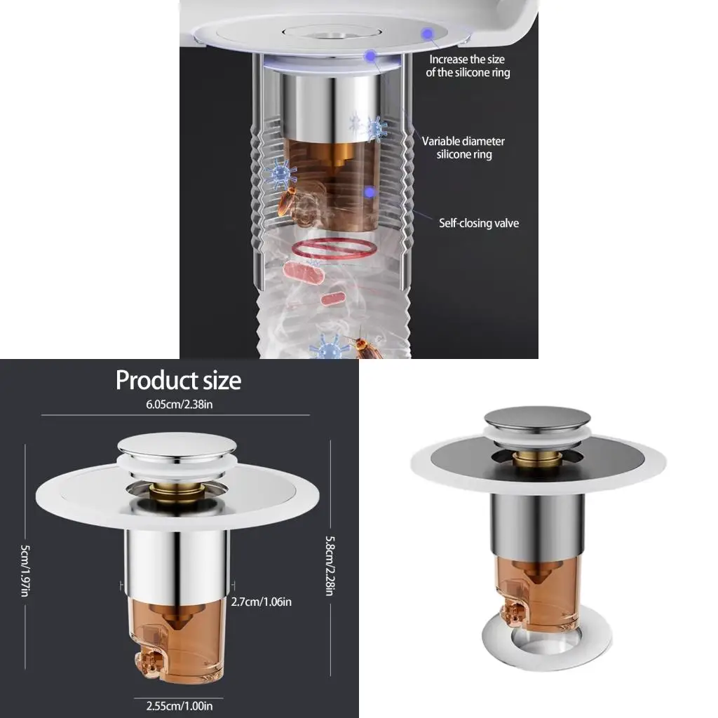 

Drain Strainer Bounce Cores Drain Sink Plug Anticlogging Push Type Sink Stopper