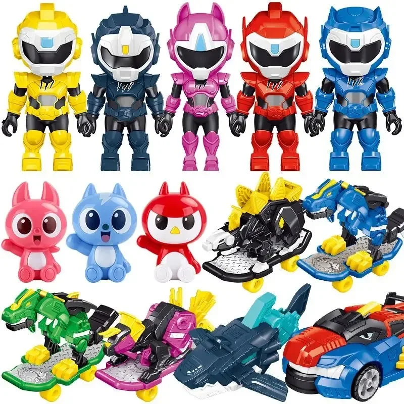 Mini Force X Super Dinosaur Power Transformation Skateboard Toys Action Figures MiniForce Warrior Model Robot Gifts