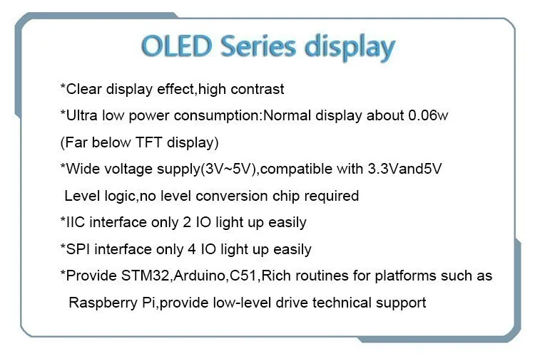 BLue word OLED series 0.91 inch/0.96 inch/1.3 inch OLED display module IIC I2C SPI 128X64 I2C SSD1306 12864 LCD 