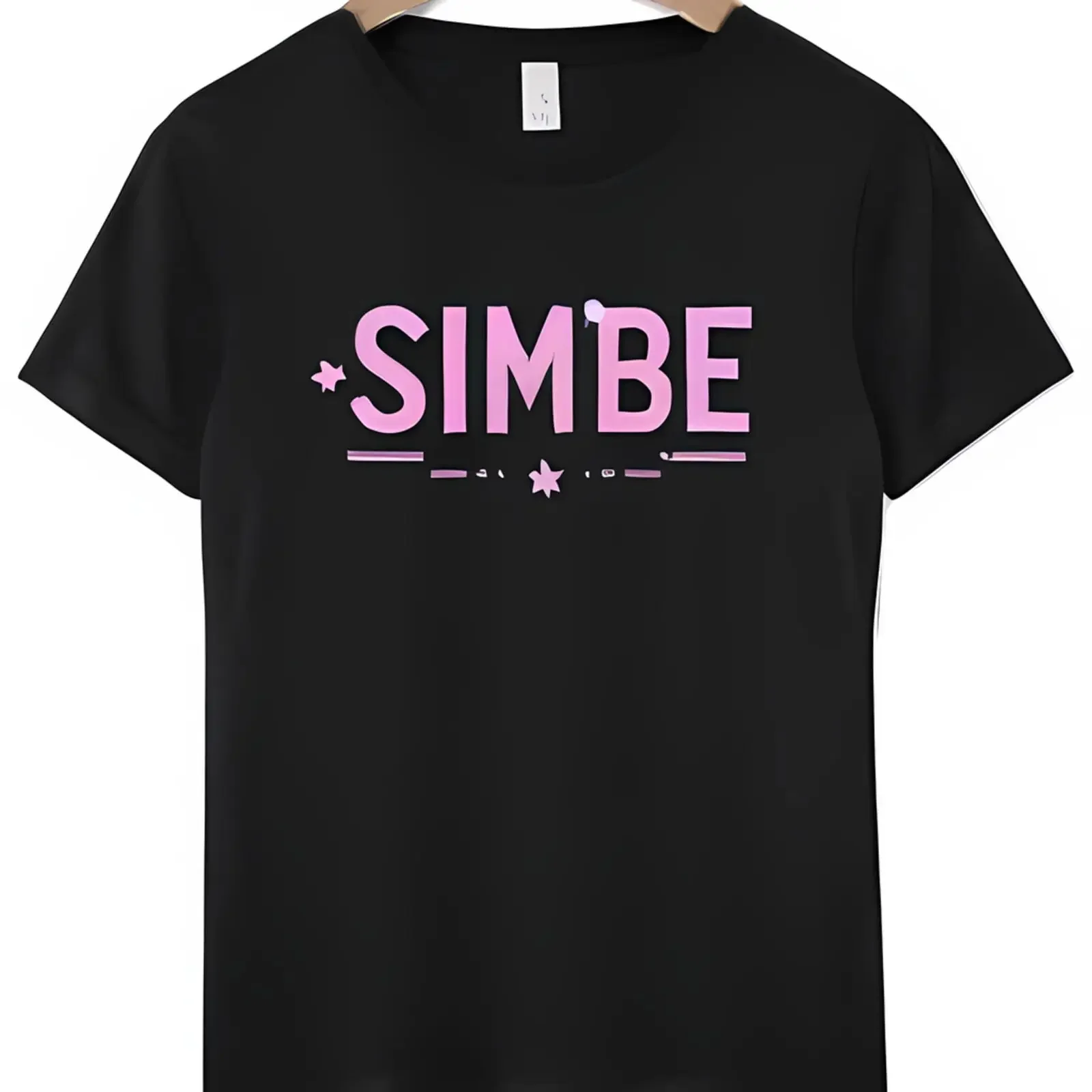 Black T-Shirt with Pink 'SIMBE' Logo Modern Elegant Design