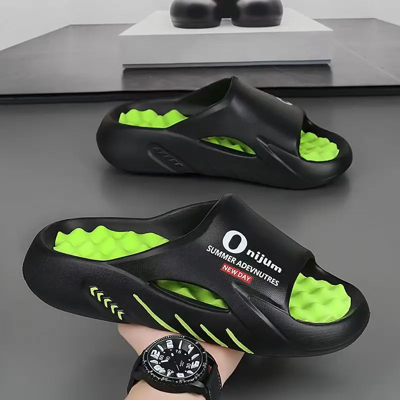 

Men's Summer Big Size One Word Foot Massage Slippers Lovers Light Non Slip Home Slippers Outdoor Beach Slippers Sports slippers