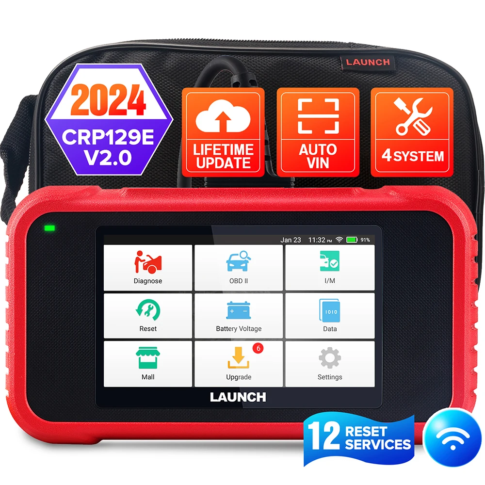 

New LAUNCH X431 CRP129E V2.0 OBD2 Scanner Car Diagnostic Tools ABS SRS ENG AT 4 System Scanner 12 Resets Lifetime Free Update