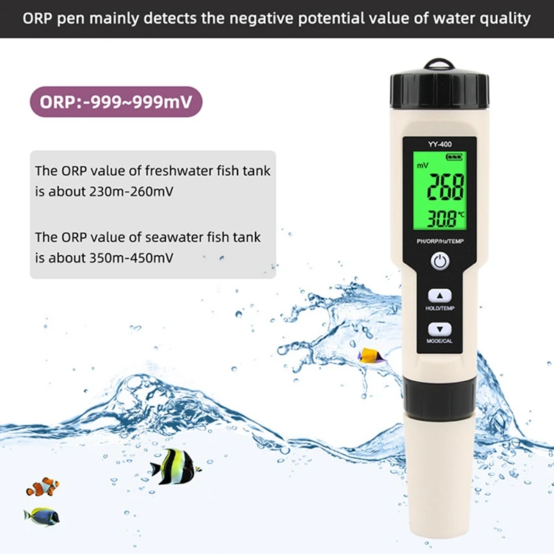 New YY-400 Hydrogen Ion Concentration Water Quality Test Pen PH/ORP/H2 And TEM 4 In 1 Digital Drinking Water Meter