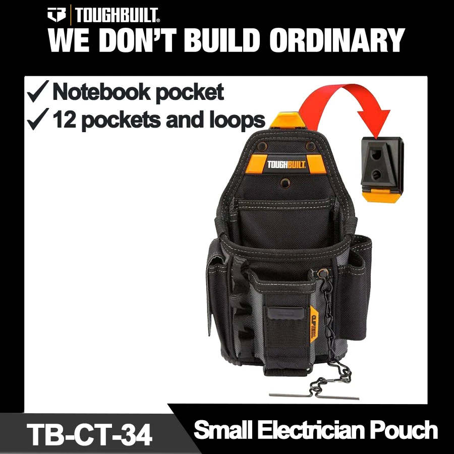 

TOUGHBUILT Small Electrician Pouch Portable with 13 Pockets and Loops Professional Electrician Tool Bag TB-CT-34