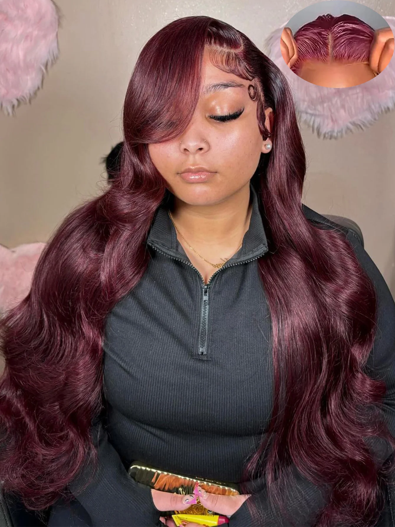 

Burgundy Lace Front Wigs Ready To Go Glueless Wigs Human Hair Wigs Body Wave 9X6 Hd Lace Frontal Wigs Ginger Colored Pre Cut Wig