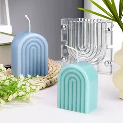 3D Half Circle Arch Acrylic Mold Relief Stripe Geometry Plastic Candle Mould Candlestick Decor Christmas Home Party Artist Decor