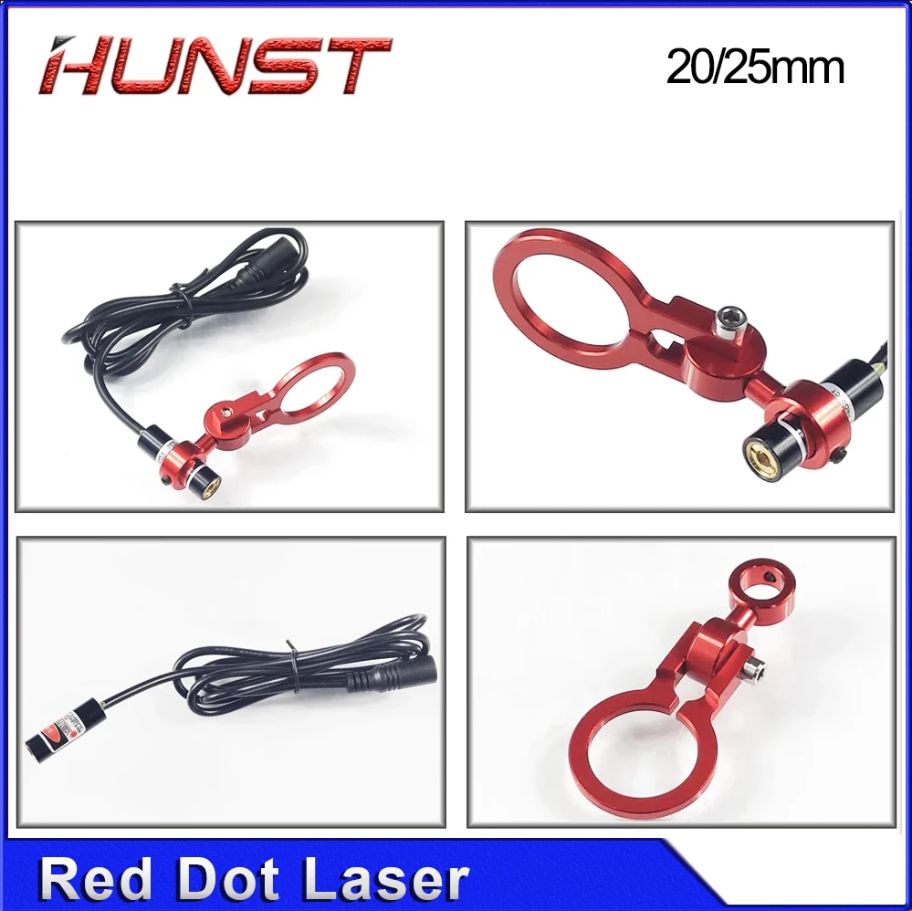 HUNST Dia: 20/25mm Red Dot Holder Set DC 5V Moduł diodowy Pozycjonowanie urządzeń dla majsterkowiczów Grawerowanie laserowe Co2 Głowica tnąca