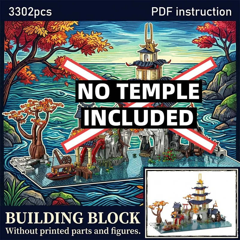 

For 71814 DIY Nature Lake Scenery Landscape Construction Set with Boat Building Bricks Toy for 247850 moc