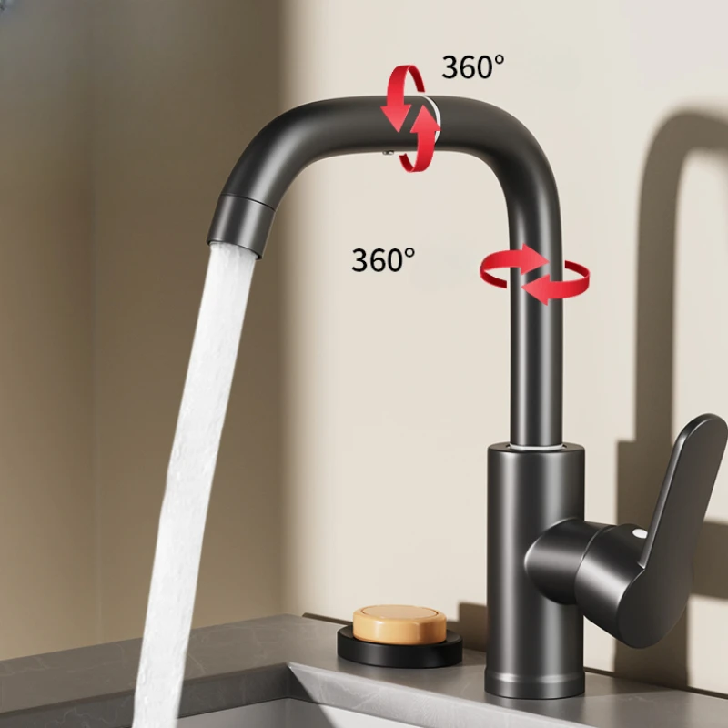 Rotating basin hot and cold faucet