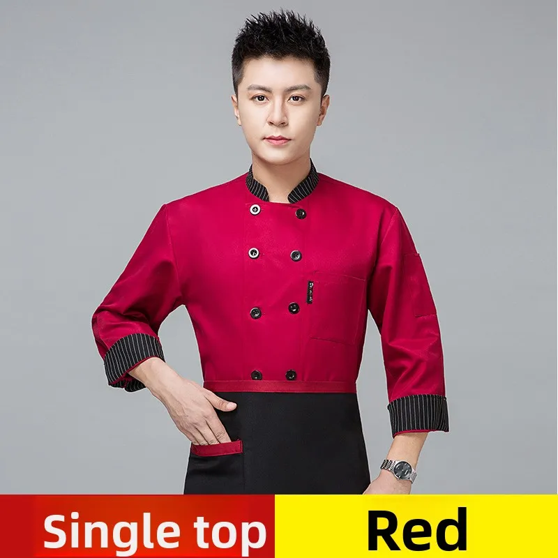Hotel Restaurant Men's Chef Uniform Autumn Winter Thick Long Sleeve Wear-resistant Kitchen Workwear