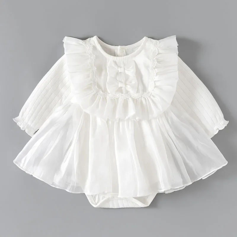 2025 New Spring Newborn Baby Girl Jumpsuit Long Sleeved Cotton Splicing Infant Baby Girl Bodysuits 0-24M Children Clothes