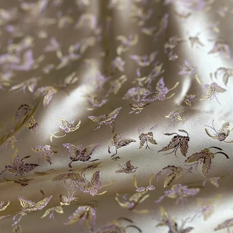 

Фиолетовая бабочка, красочная тканая парчовая ткань, сшитый жилет Qipao, дизайнерская одежда для кукол «сделай сам», ткань