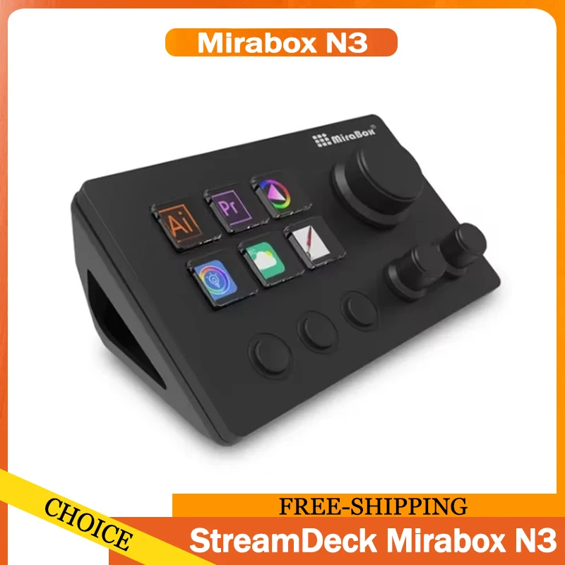 

New Streamdeck Mirabox N3 Keypad Screen Knob Customization Macro Mini Keyboard Visual Desktop Console For Desktop Computer