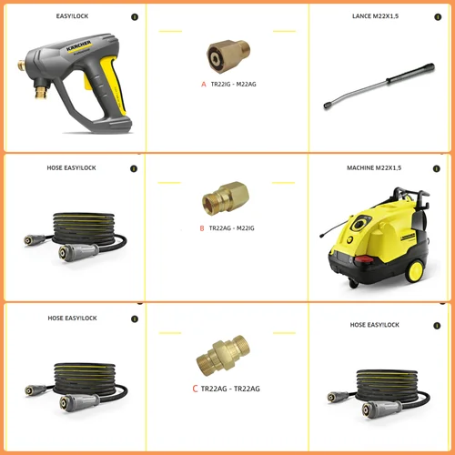 Imagen 2 del producto Adaptador de latón TR22 FINDER M22 G1/4''G3/8'' conector de bloqueo fácil de rosca para Karcher HD HDS pistola de pulverización lanza manguera lavadora a presión