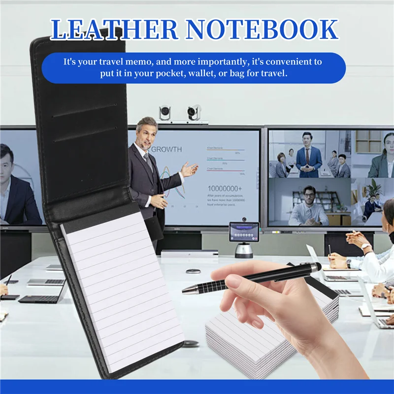 AC57-12 Pcs Small Pocket Notepads Holder Set Mini Pocket Note Pad Holder With 10 Pcs 3 Inch X 5 Inch Memo Book Refills