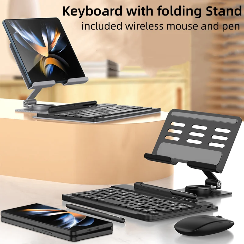 Portable Wireless Keyboard With Rotating Folding Stand For OPPO Find N2 Xiaomi Mix Fold 2 Huawei Mate XS 2 Honor Magic VS