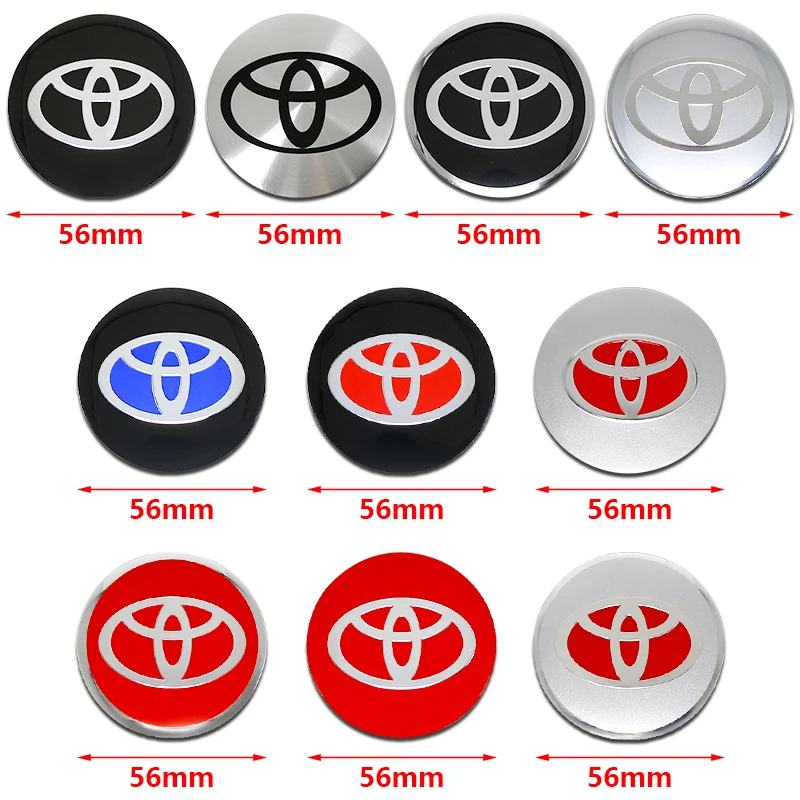 4 قطعة 56 مللي متر سيارة عجلة غطاء محور مركزي شارة لاصق للشعار لتويوتا كورولا هايلكس RAV4 C-HR أوريس يارس كروزر بريوس أيجو كامري