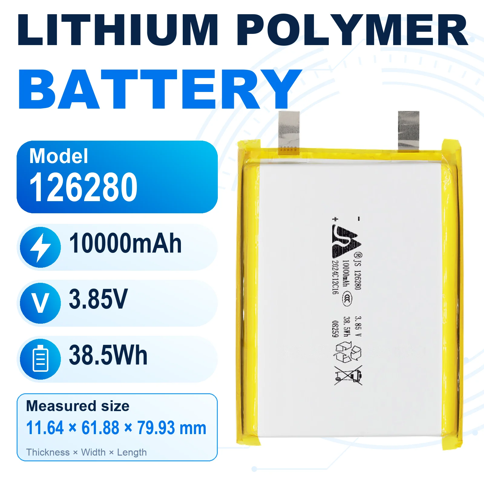3.85V Lithium Battery High Voltage Charger Super Fast Charger Commercial 126280 10000mAh For Bao Air Conditioning Suit Outdoor