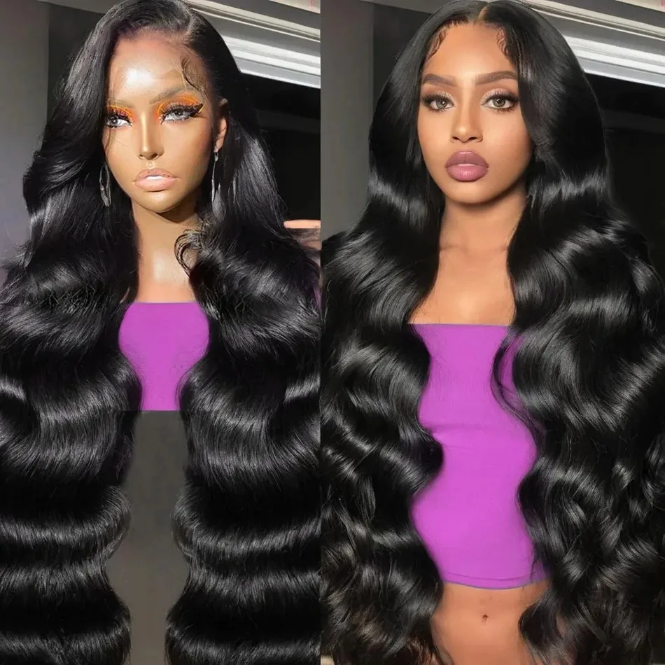 5x5 Glueless Lace Frontal Human Hair Wig 30 Inch 200 Density HD Transparent Body Wave Lace Front Wig PrePlucked For Women