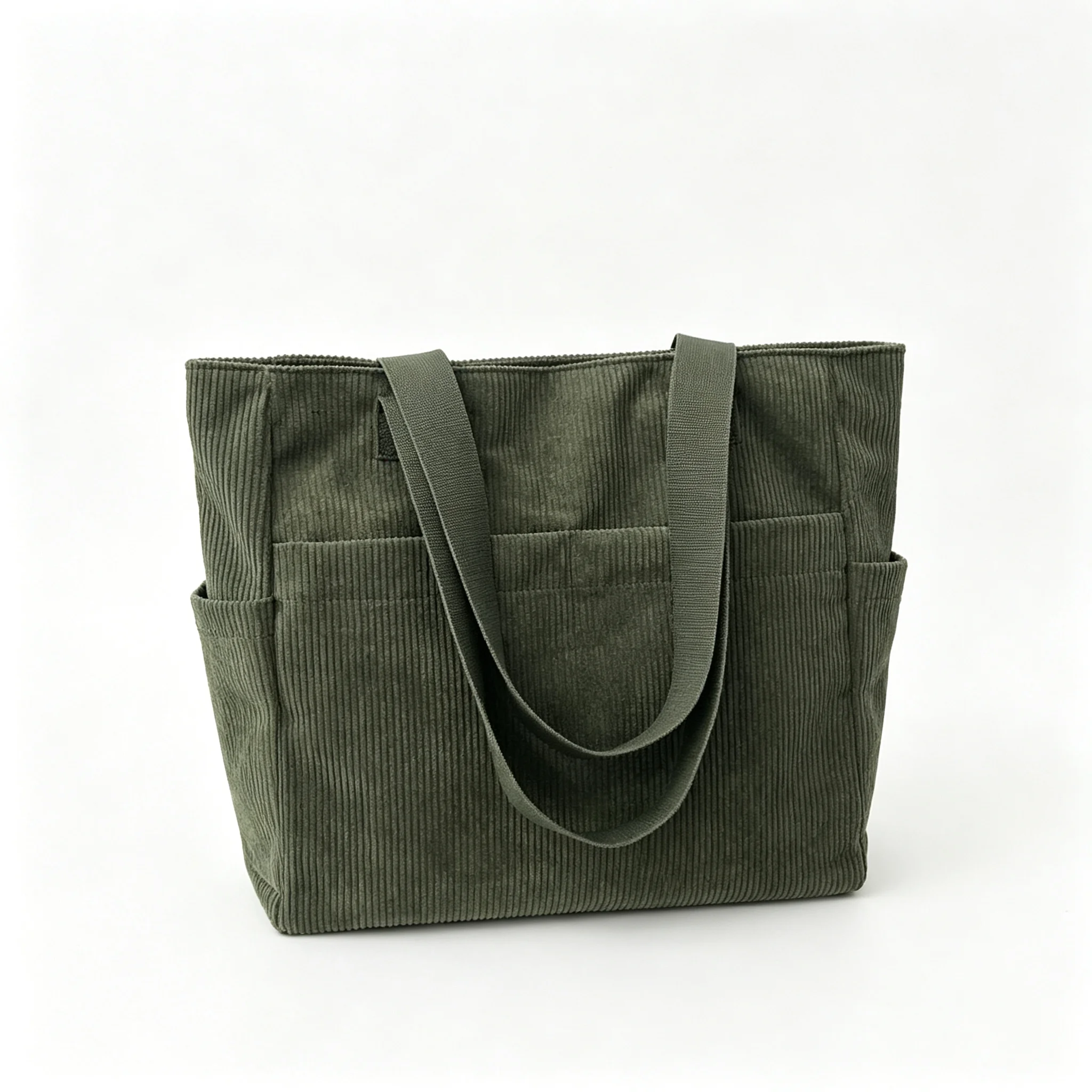 Green Khaki Black White Corduroy Tote Bag Large Capacity Shoulder Handbag Purse Casual Commuter Shopping Purse School Women