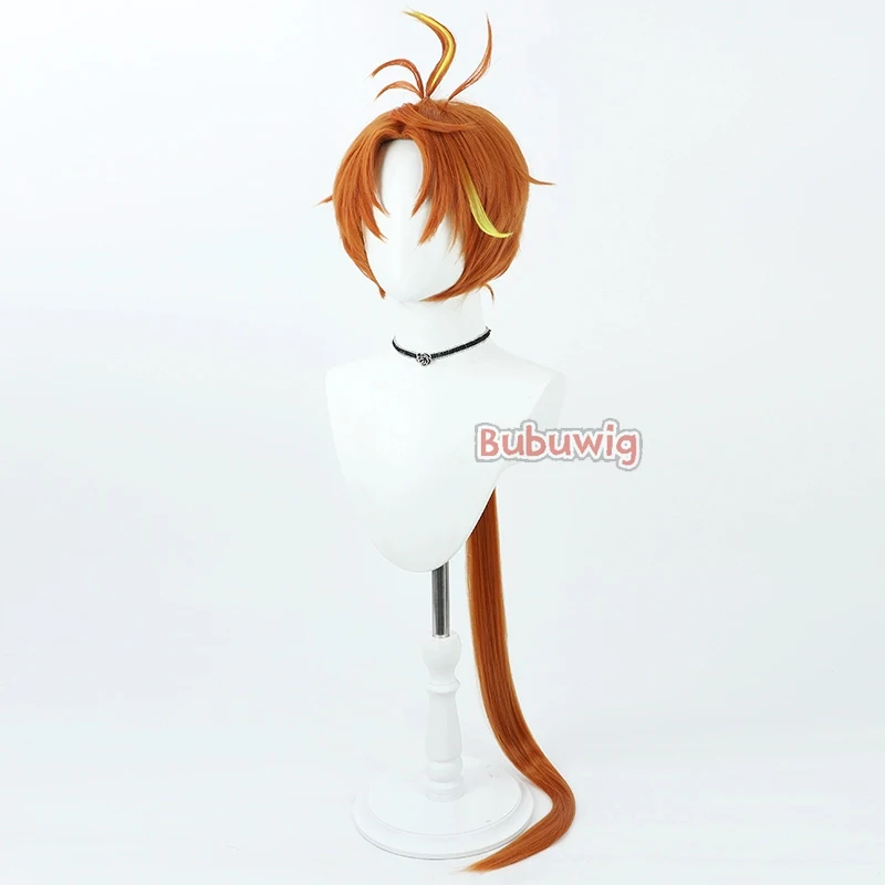 Bubuwig-Peluca de cabello sintético Yuunagi Tsubasa, cabellera artificial de 120cm de largo, color naranja y marrón, resistente al calor, para Cosplay