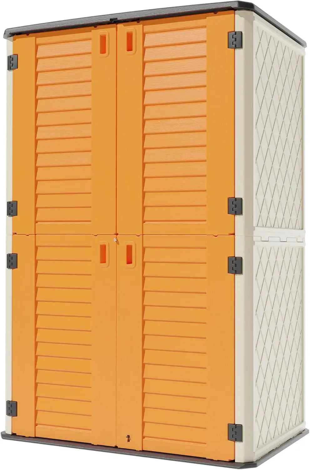 Outdoor Storage Shed Lockable Outdoor Storage Cabinet with Floor 4×2.5×6.6 FT Double-Layer Storage Shed for Power Equipment