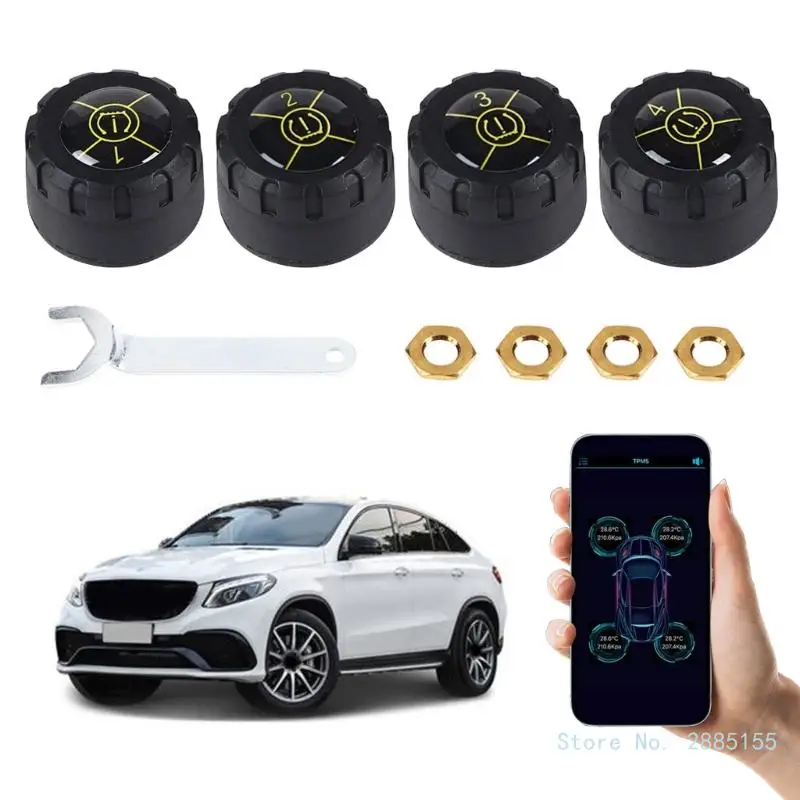 Tire Pressure Monitoring System Wireless Bluetooth-compatible Tire Pressure Monitor External Sensors for Car Motorbike