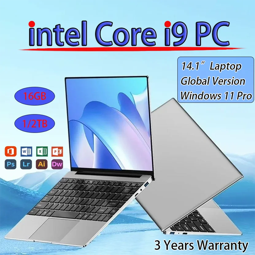 

2026 NEW Intel i9-10980HK Gaming laptop 16GB RAM 1TB SSD Windows 11 Pro Office Portable laptops 14.1-inch Notebook computer pc