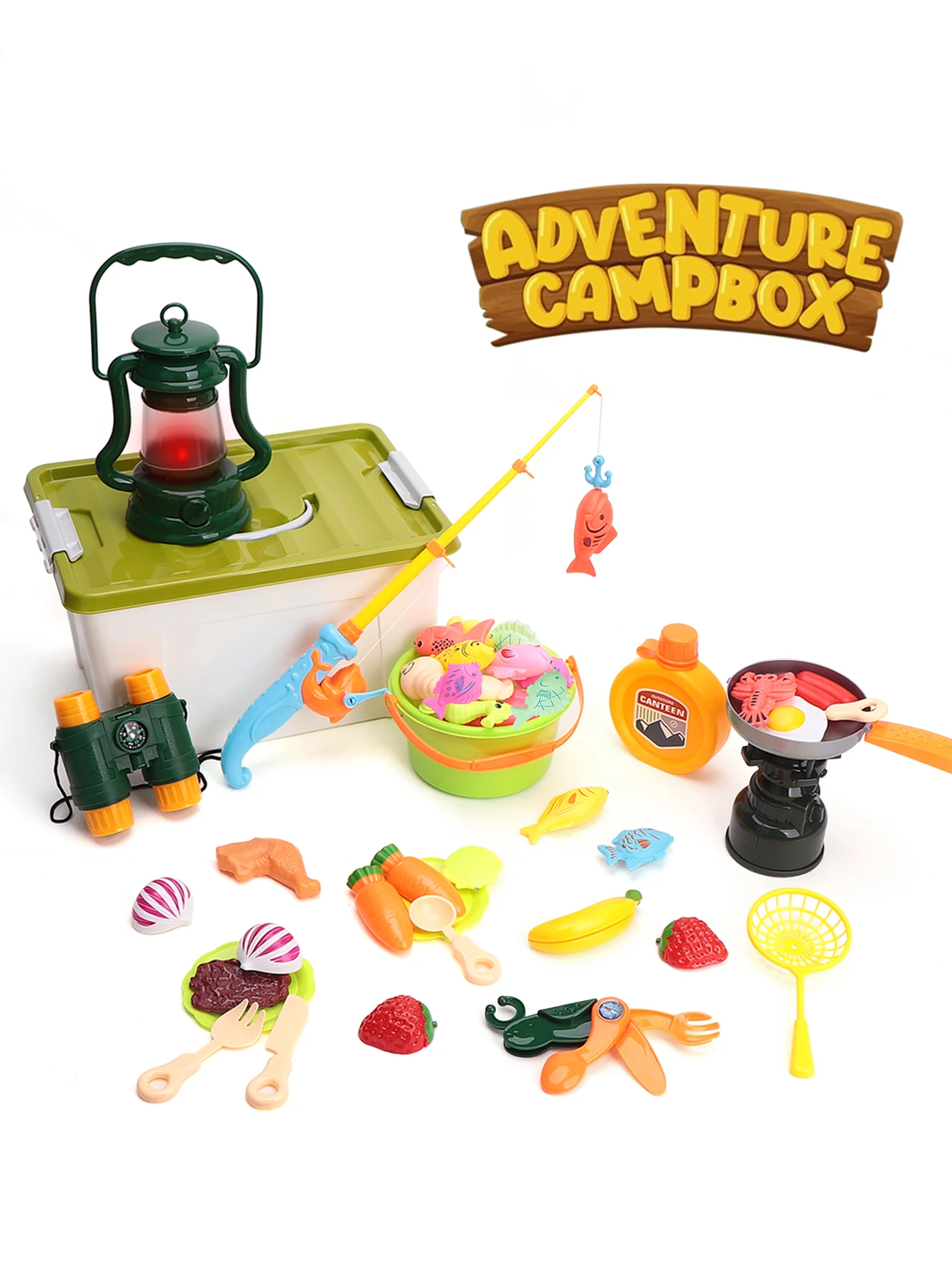 Children's Fishing and Picnic Set, Pretending to Have a Family Picnic, Comes with Storage Box