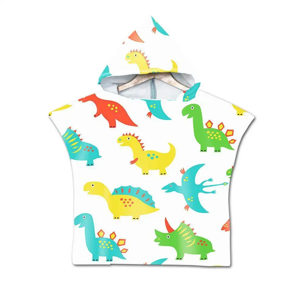 Cartoon Kids Hooded Bath Towel Soft Absorbent Beach Towel with Printed Cape Design for Children view 3