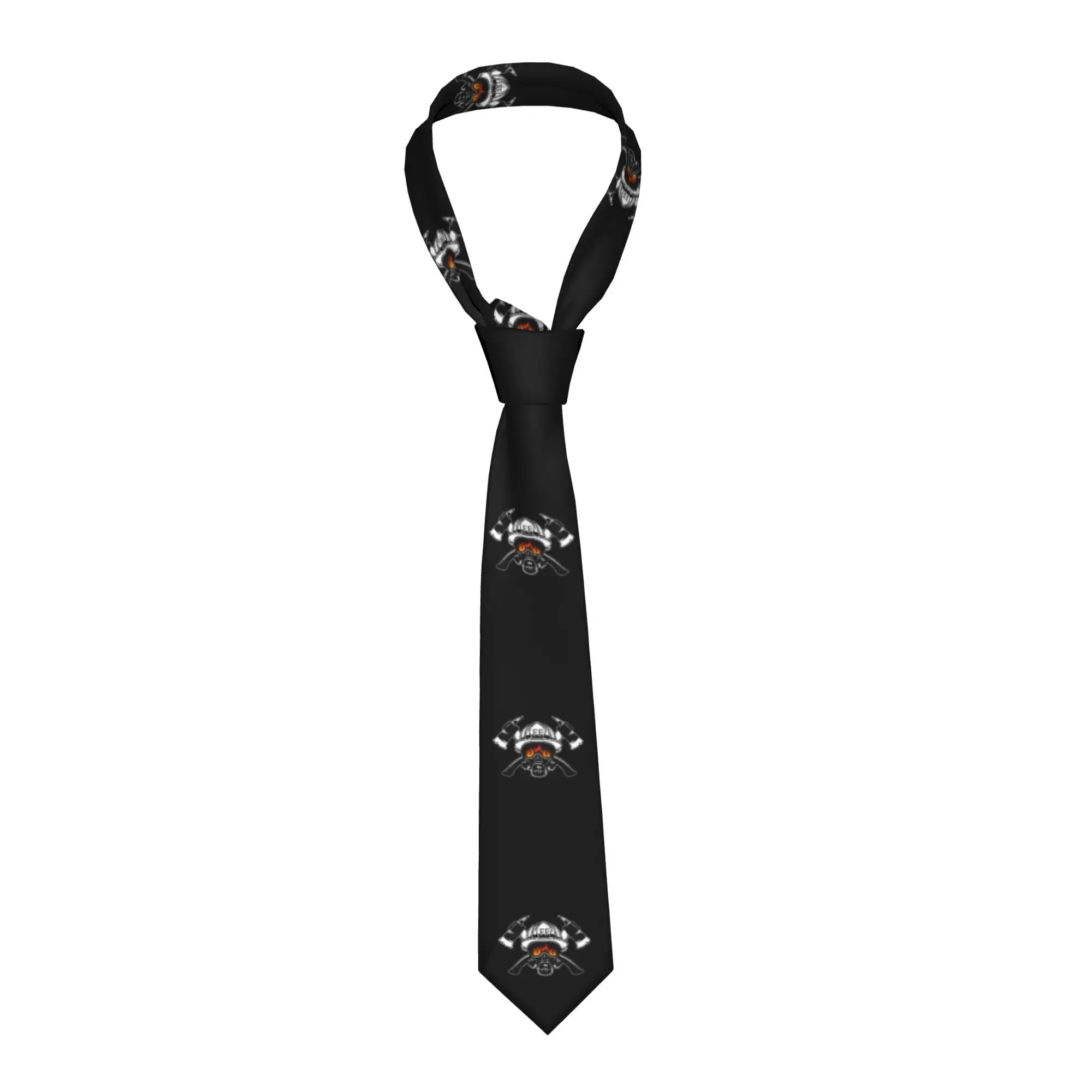 Fashion Firefighter Skull Neck Ties for Office Mens Fireman Fire Rescue Neckties