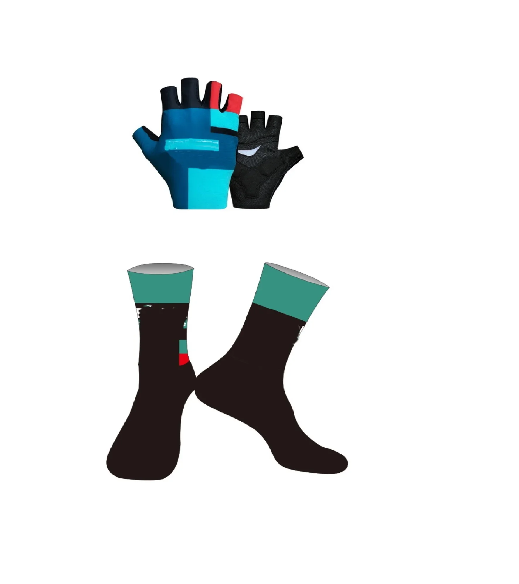 Groupama Fdj UAE QUICK STEP Team One Pair Half Finger Cycling Gloves + ONE PAIR CYCLING SOCKS