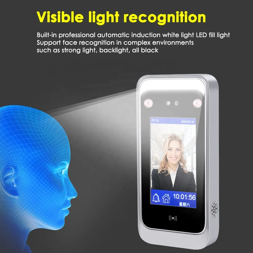 Biometric Dynamic Facial  Face Recognition Dual Frequency RFID Card Function Detection Access Control System