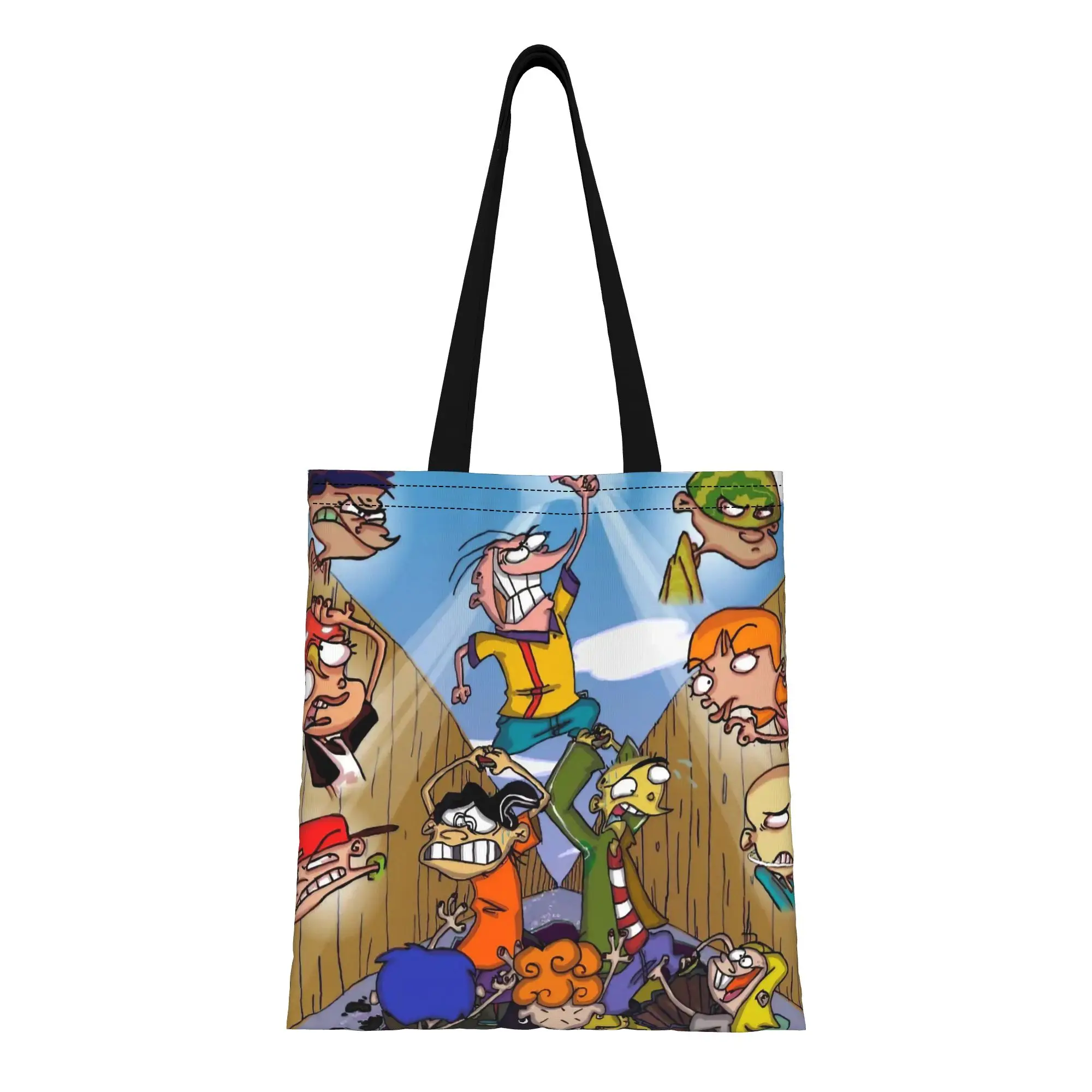 

1PC Large Capacity Core E-Ed Edd Cartoon Eddy Canvas Tote Bag Foldable Chic Pattern No Closed Design