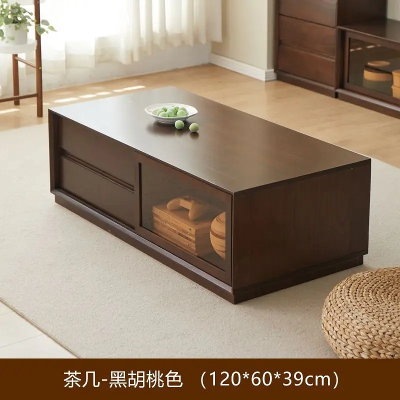 Coffee table TV cabinet combination light luxury living room household small apartment all solid wood new Chinese bedroom TV cab