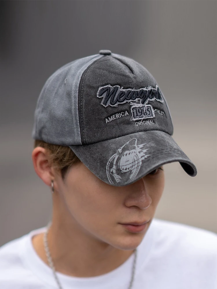 Spring and summer men's and women's retro peaked caps, washed baseball caps, casual trend versatile truck caps
