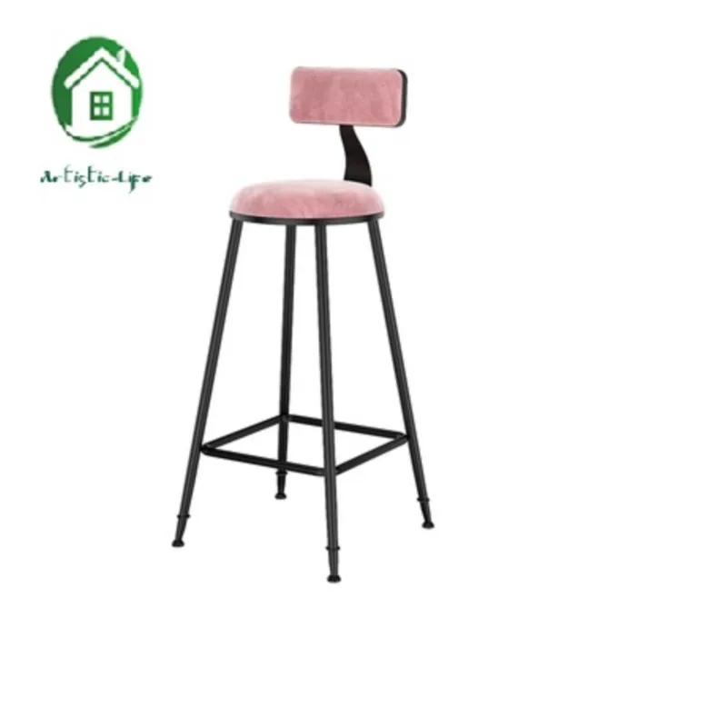 

ArtisticLife Bar Stools Wrought Iron Household Backrest Bar Stool Desk And Chairs Simple High Chairs Modern Bar Chairs