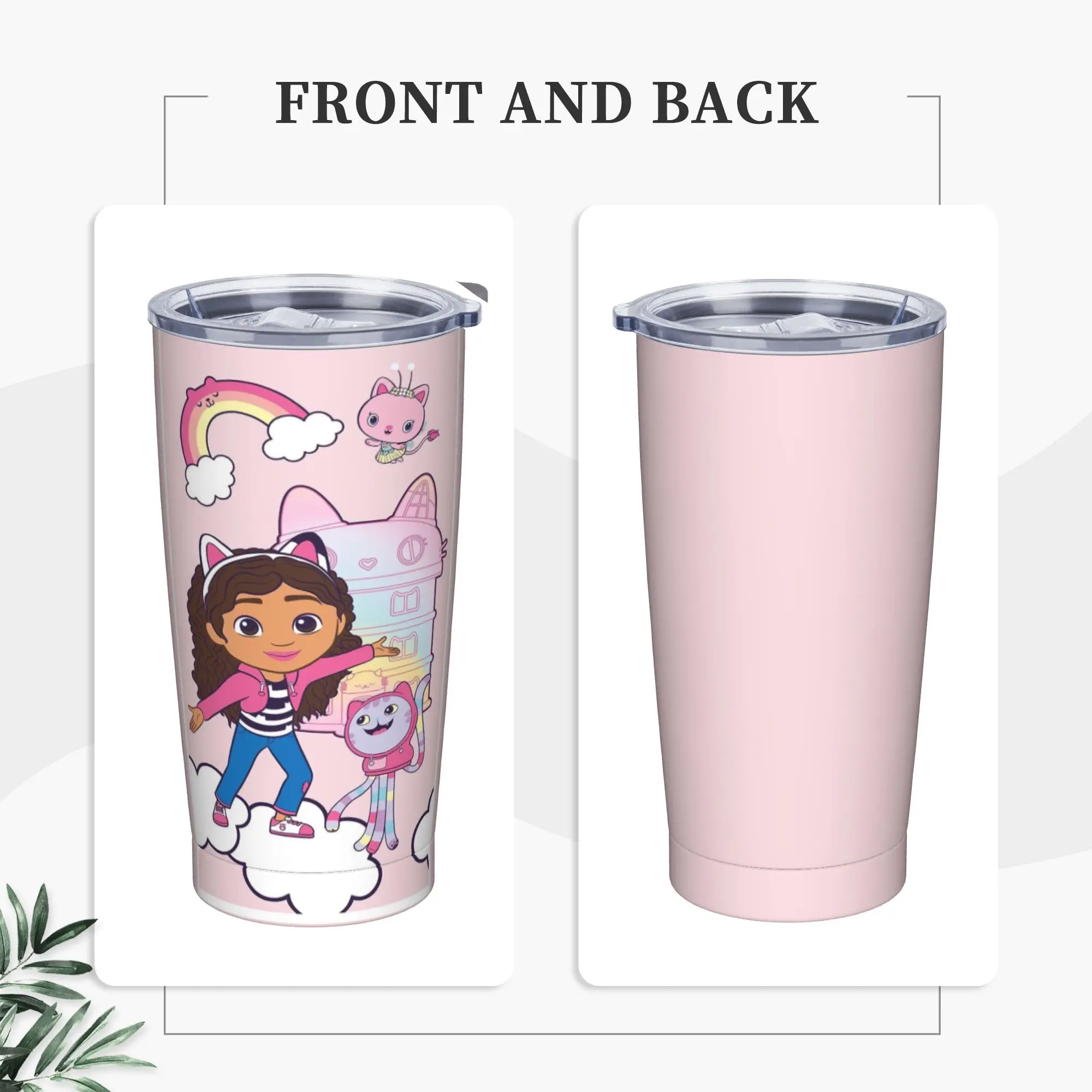 

G-Gabby’s Dollhouseds Plush Stainless Steel Tumbler Travel Mugs Cup Large Coffee Mug Insulated Cold Drink Milk Tea Water Bottle