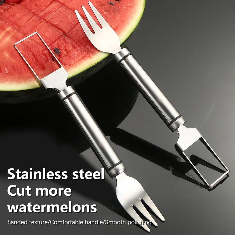 Aço inoxidável Double-Headed Melancia Cortador, Salada Fruit Slicer Ferramenta, Melancia Digger, Acessórios de Cozinha, Gadgets