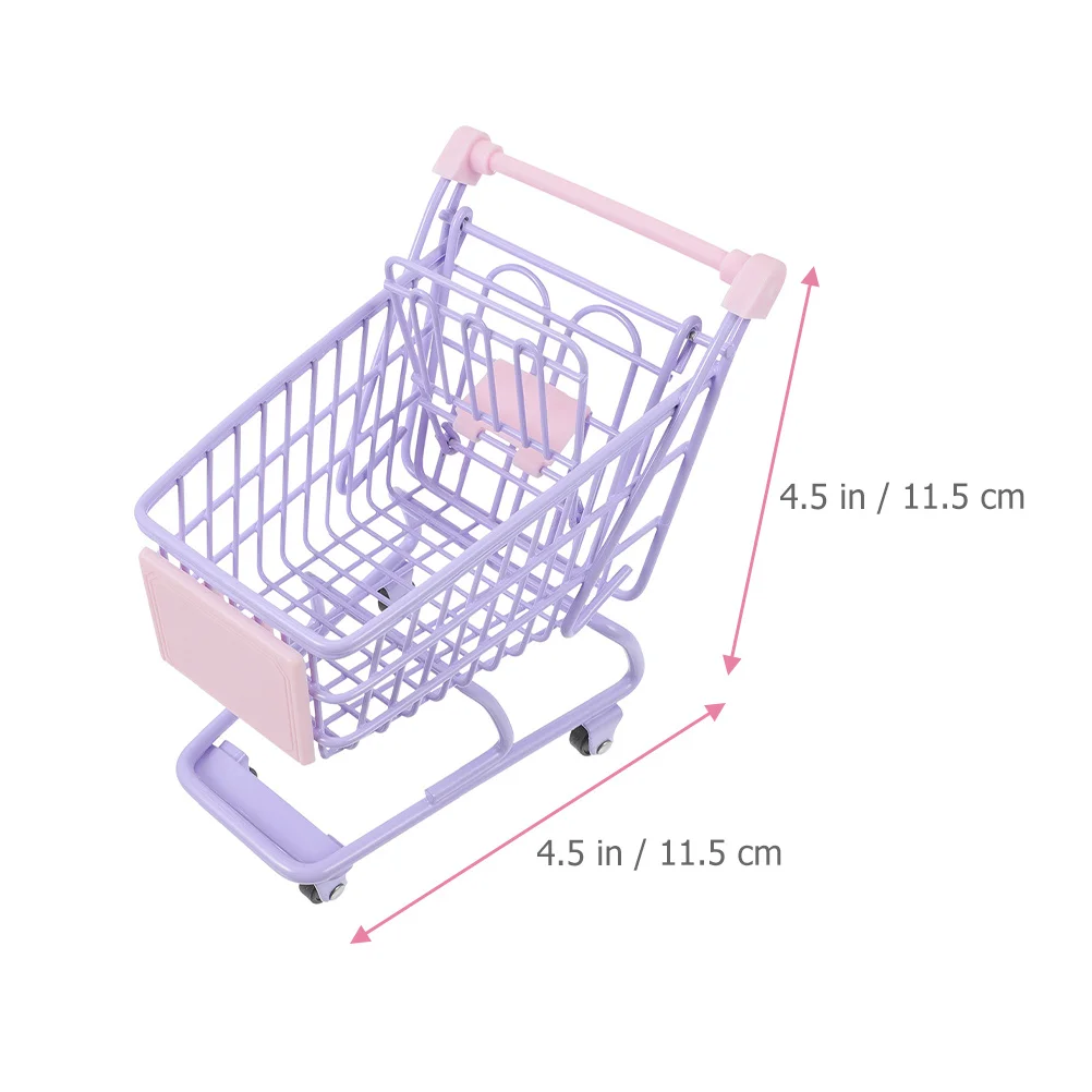 Carrinho de compras pequeno durável, suporte de mercearia em miniatura, organizador de mesa, armazenamento de cartão de visita, carrinho de compras decorativo